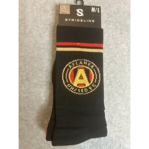 Strideline Atlanta United FC Crew Knit Socks Black Red Yellow M/L NWT